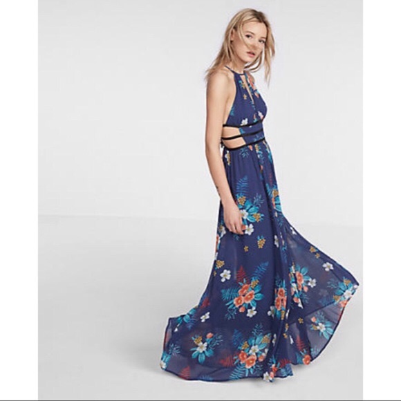 Express Blue Floral Maxi Dress 